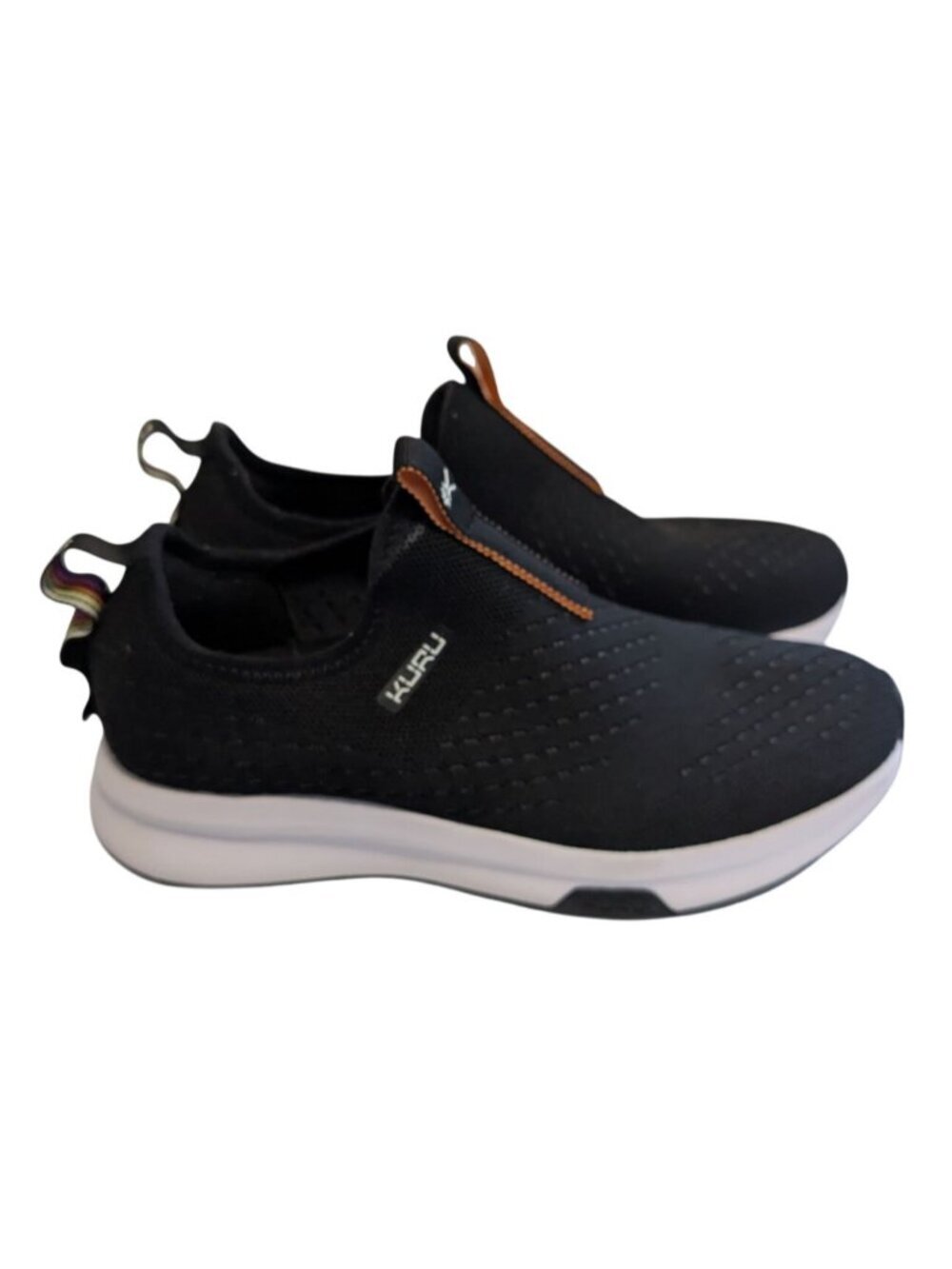 Kuru Atom Womens Size 7.5 Black White Knit Walking Sneakers Orthopedic Shoes